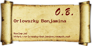Orlovszky Benjamina névjegykártya